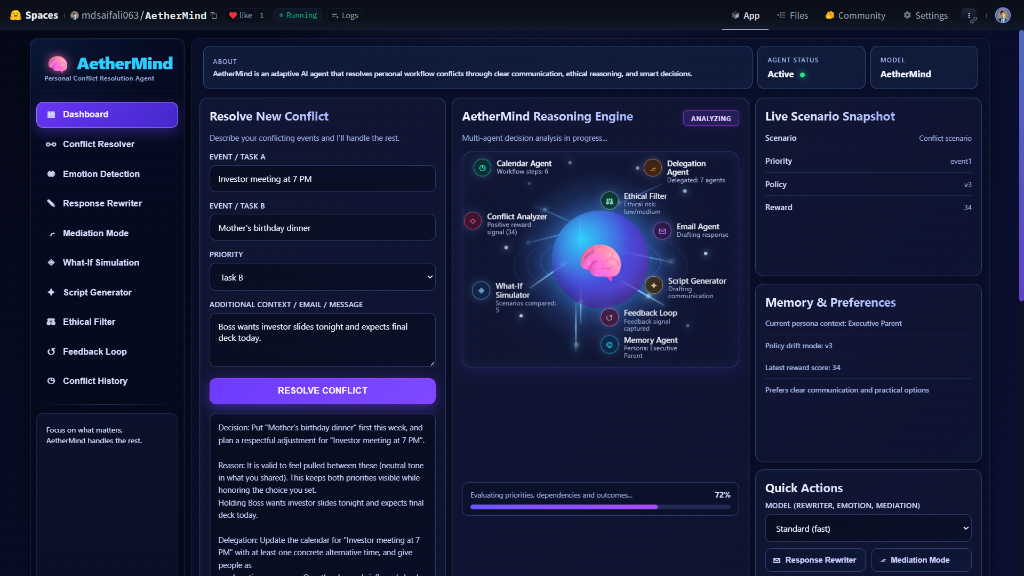 AetherMind — Adaptive AI Conflict Resolution Agent