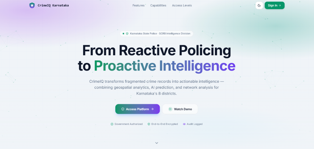 CrimeIQ Karnataka — AI-Driven Crime Analytics & Visualization Platform